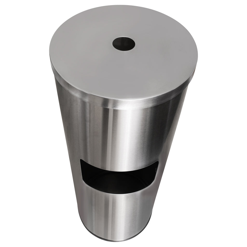 Trash Can Wipe Dispenser Combo - Floor Stand - Metal