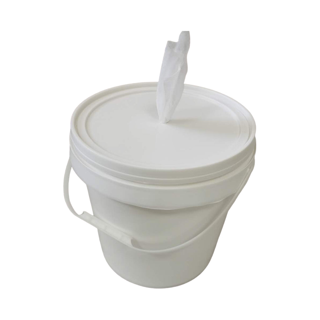 White Wipe Dispenser Bucket with Handle - Plastic