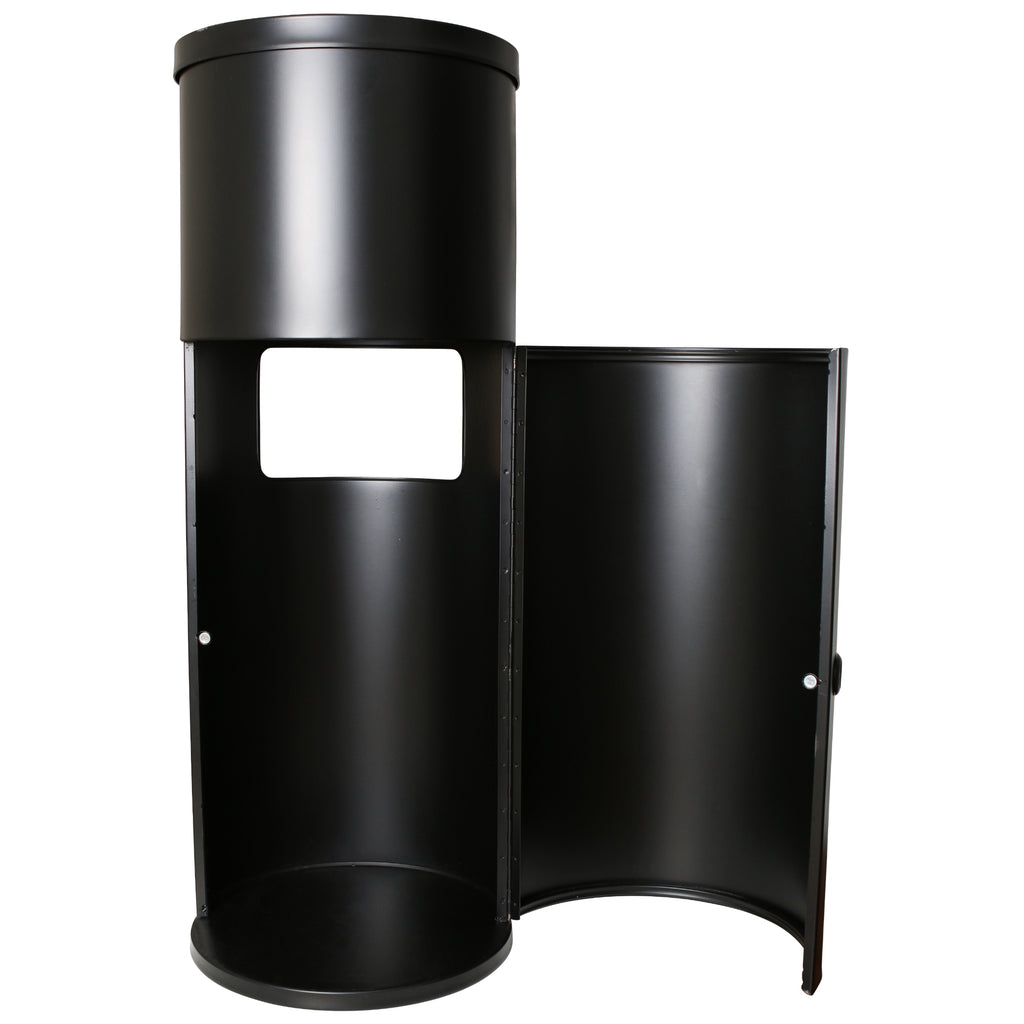 Black Wipe Dispenser and Trash Can Combination - Metal