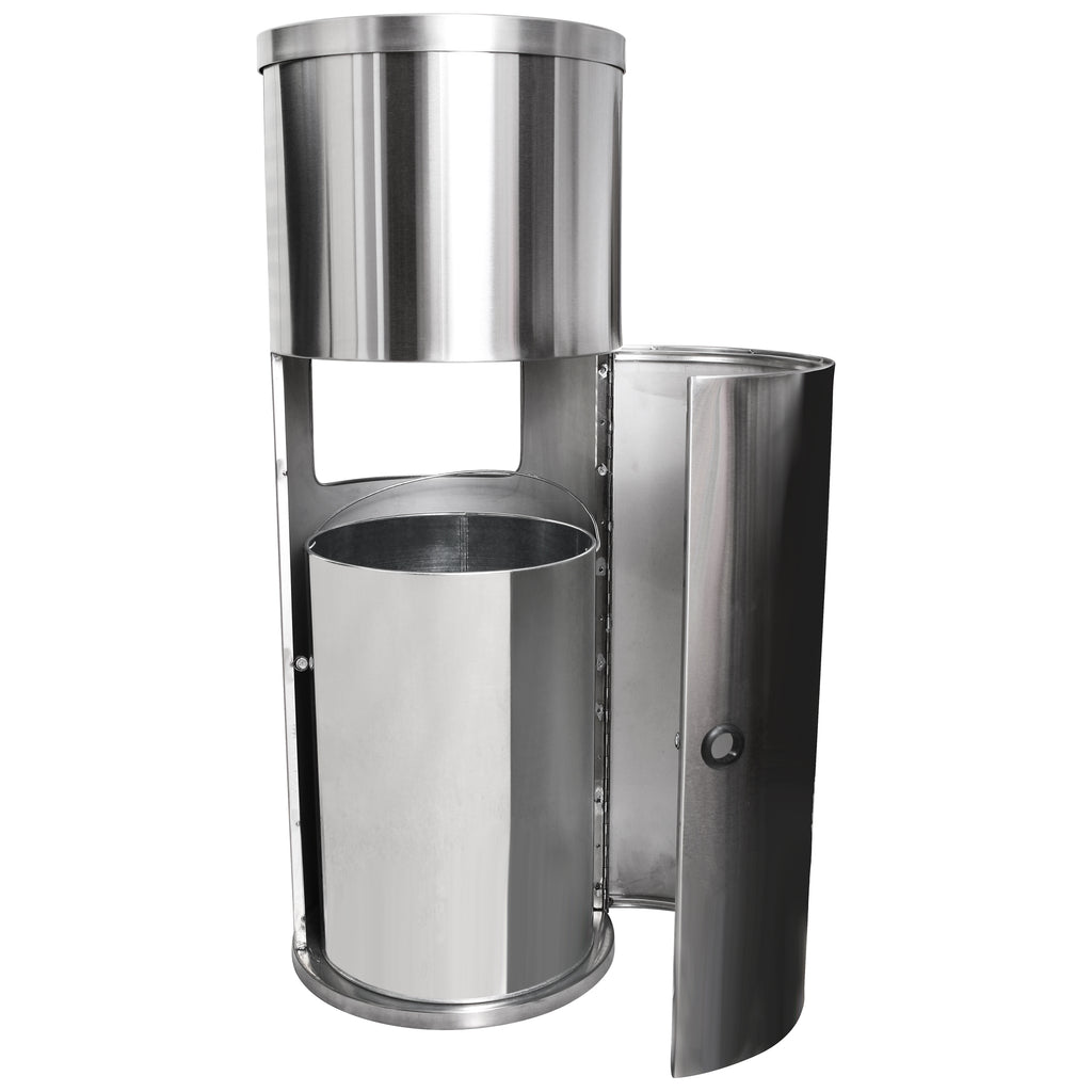 Trash Can with Disinfecting Wipe Dispenser Combination