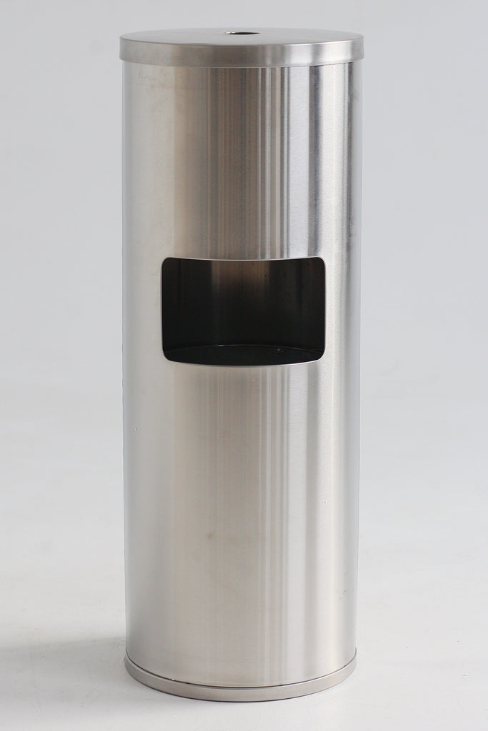 stainless steel disinfecting wipe dispenser with trash can